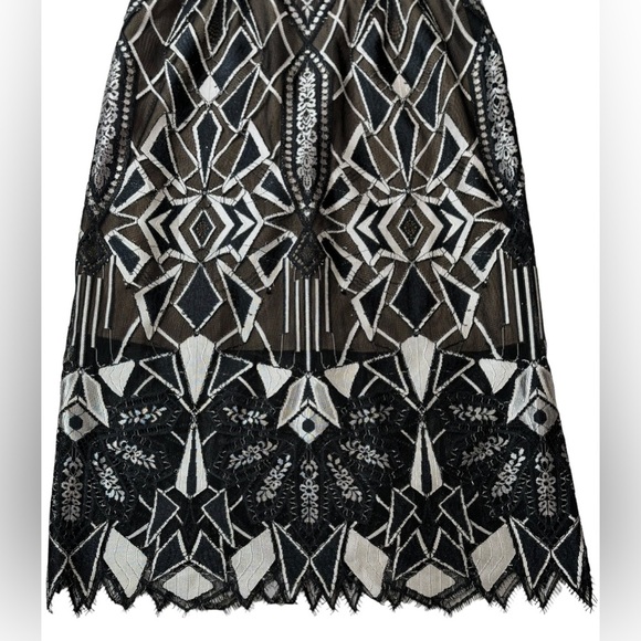 NWT BCBGMAXAZRIA Alese Floral Geometric Pattern Midi Dress - Picture 4 of 10